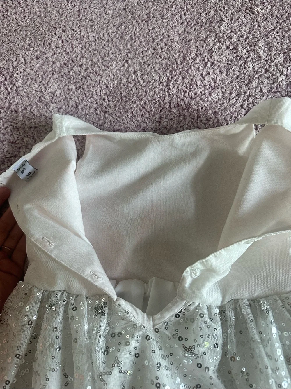 Girls White Sequin Tulle Party Dress